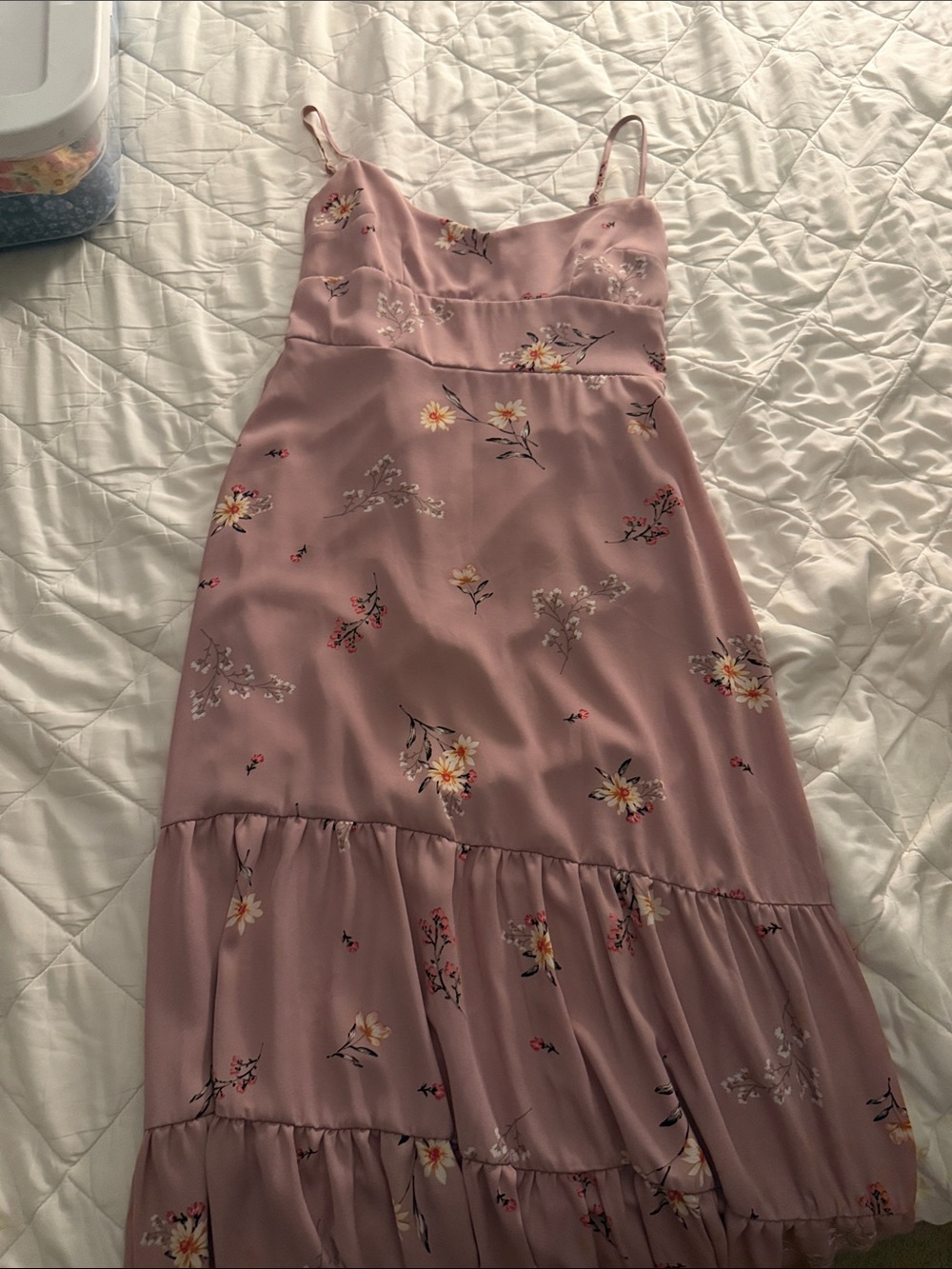 Altar'd State Dusty Rose Floral Spaghetti-Strap Maxi Dress